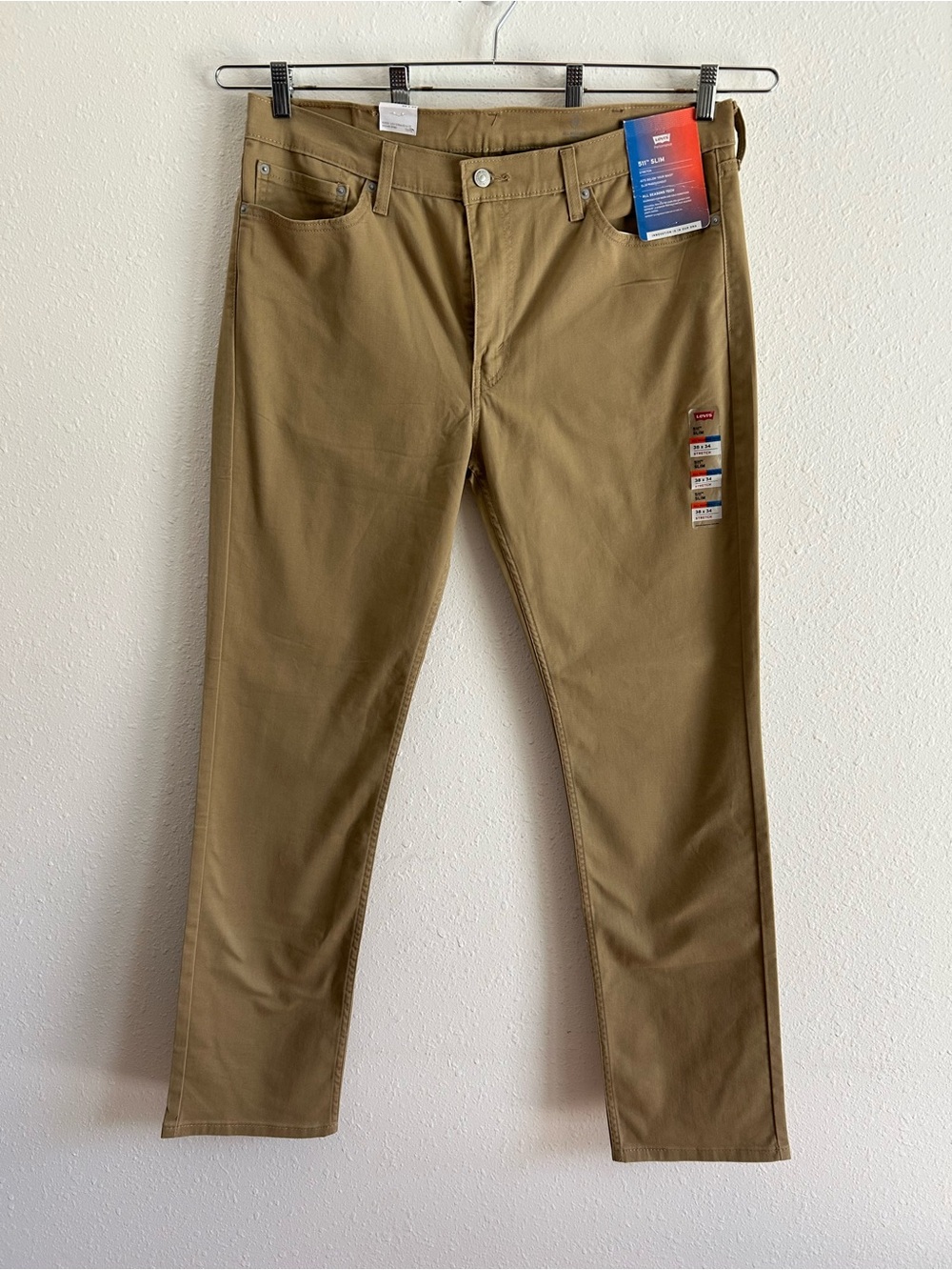 Levi's 511 Slim Jeans Men's Size 38x34 Beige Stretch Brushed Cotton All Seasons